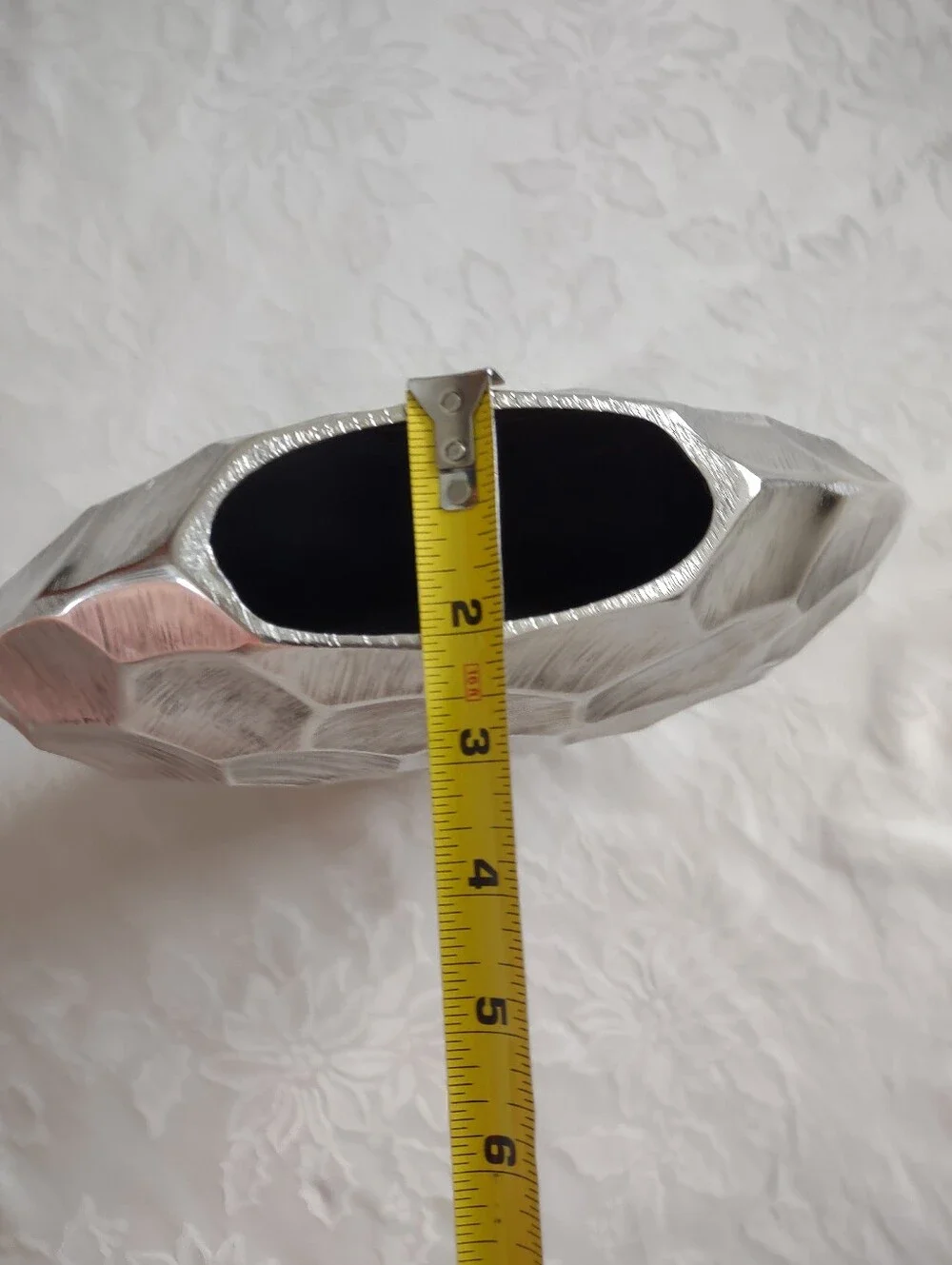 Modern Day Concepts Handcrafted Rock Like Faceted Silver Vase Decor